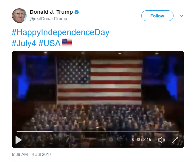 Donald Trump tweets a video of the choir and orchestra of First Baptist Church Dallas (Twitter Screenshot)